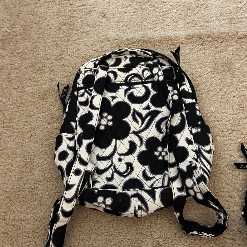 Vera Bradley Floral Black and White Backpack - Picture 2 of 3
